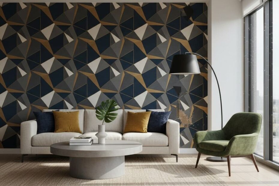 Example of an accent wall with bold wallpaper, creating a focal point and transforming the room with style and personality.